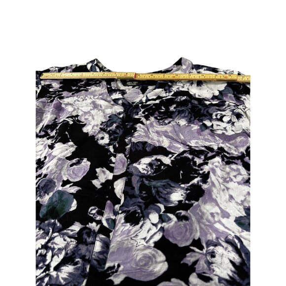 Simply Vera Vera Wang Womens Purple & Black Floral Button-Up Blouse L - Picture 8 of 10